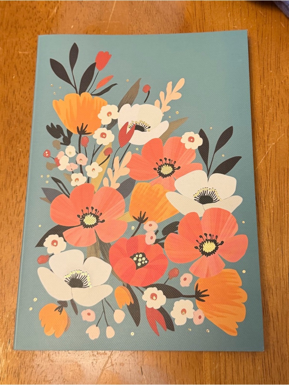 Floral Art Print on Teal Background notebook - Picture 5 of 5